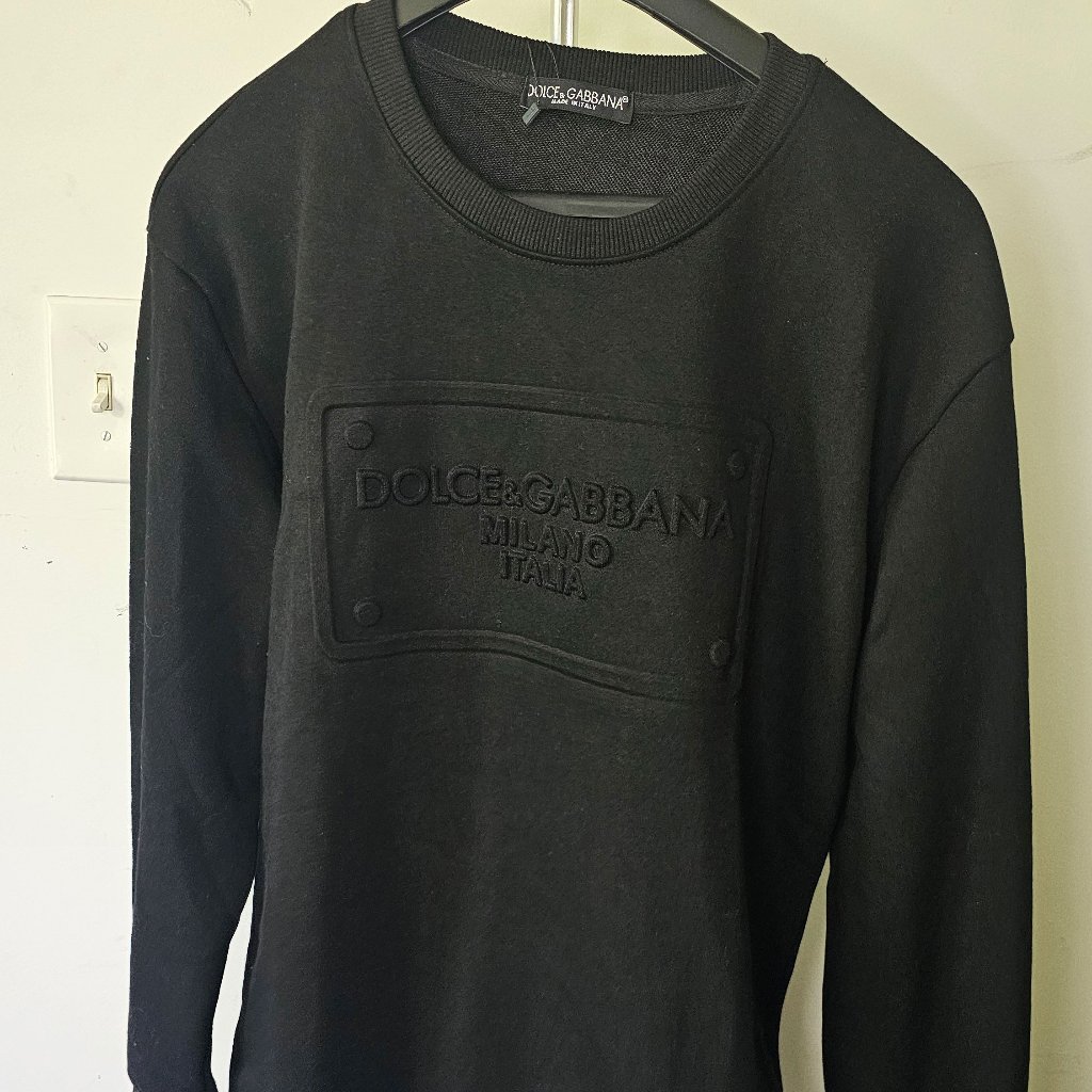 Dolce & Gabbana - Embossed Logo Detail Cotton Sweatshirt - Black - Medium